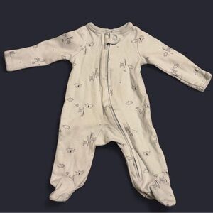 Light Blue Baby Footie with zipper and built in gloves